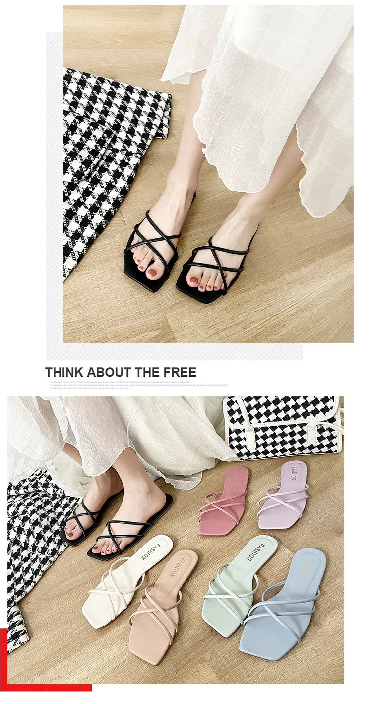Double Toe Flip-flops Women 2026 Summer New Designer Slipper Shoes Female Casual Flat Fashion Causal Big Size Slippers Ladies