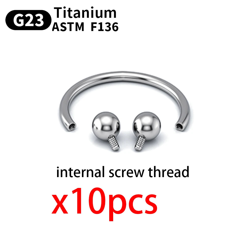 Wholesale 10PCS Eyebrow Piercing Jewelry Labret Lip Stud G23 Titanium Septum Piercing Nose Ring C rod Body Jewelry For Women