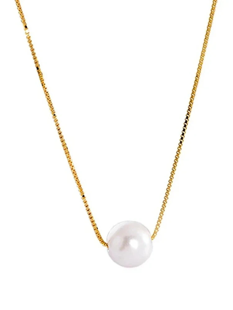 925 Sterling Silver Fashion Luxury White 6MM 8MM 10MM Mother of Pearl Pendant Necklace for Women Wedding Jewelry Accessories