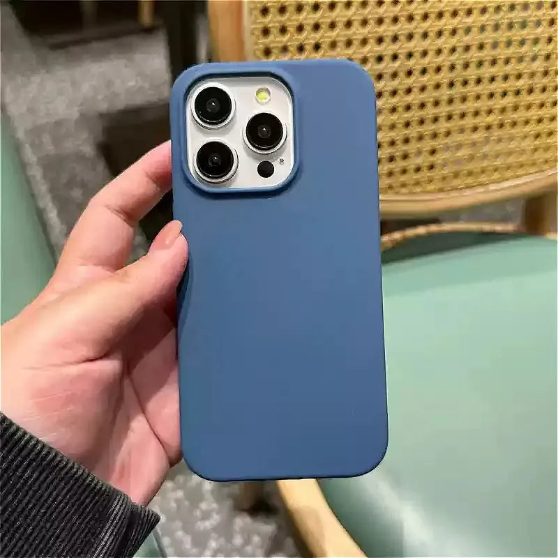 Luxury Solid Color Liquid Silicone Soft Phone Case For iPhone 16 Pro Max 11 13 12 14 15 Pro Max Shockproof Protection Back Cover
