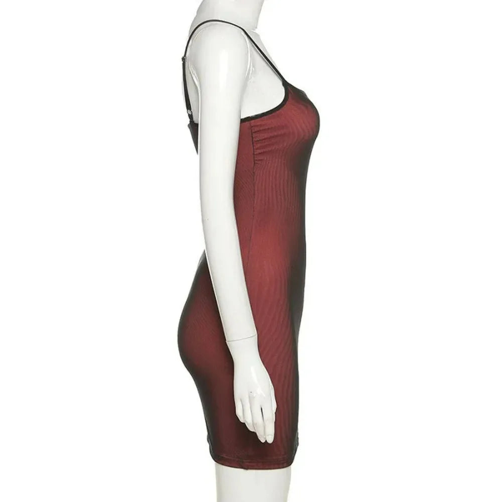 Sexy Wine Red Mesh Skinny Mini Dress Women Elegant Elastic Split Sleeveless Party Vestidos Clubwear Slim Sling Bodycon Dresses