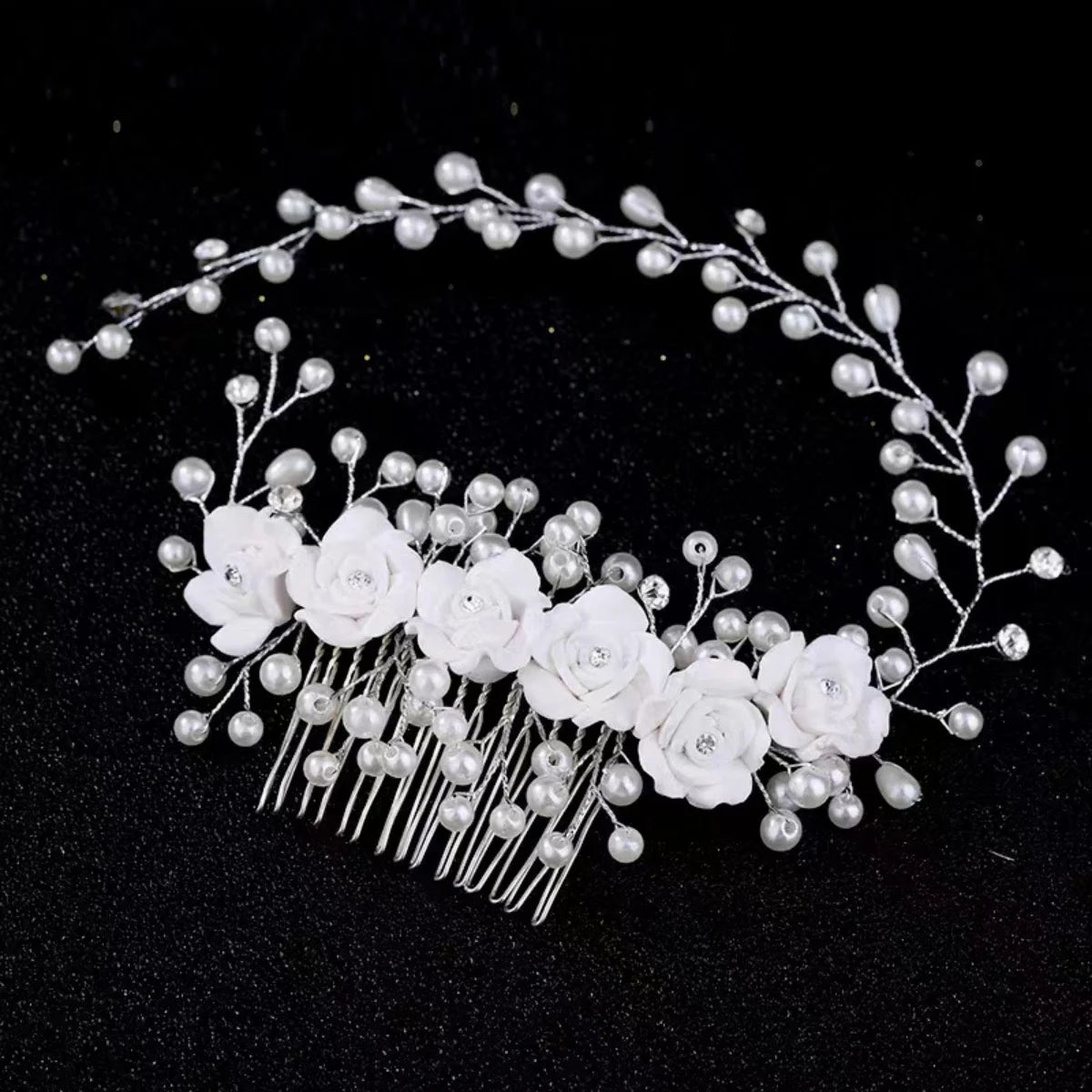 Made Hair Color Pearl Wedding Hair Combs Hair Accessories for Bridal Flower Headpiece Women Bride Hair Ornaments Jewelry