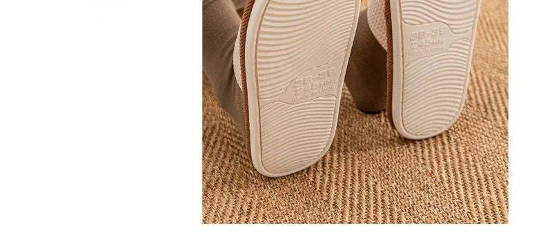 Home Linen Slippers Women's Four Season Sweat Absorbing Cotton Linen Cloth Slippers Cute and Casual PVC Toe Slippers Sandals