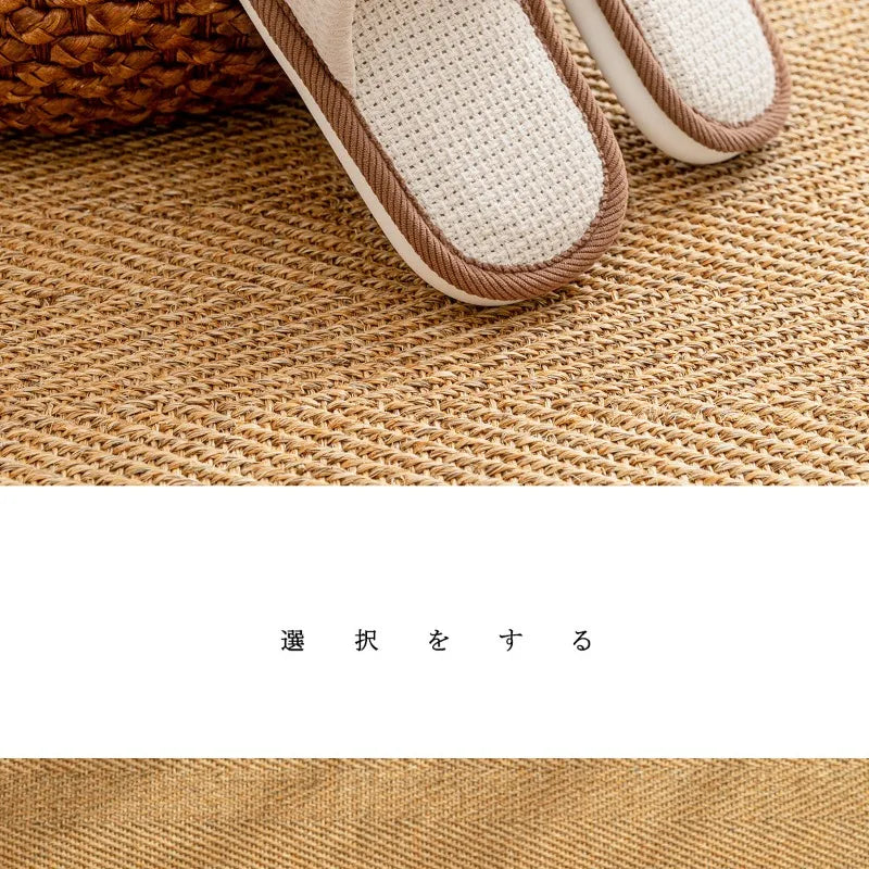 Home Linen Slippers Women's Four Season Sweat Absorbing Cotton Linen Cloth Slippers Cute and Casual PVC Toe Slippers Sandals