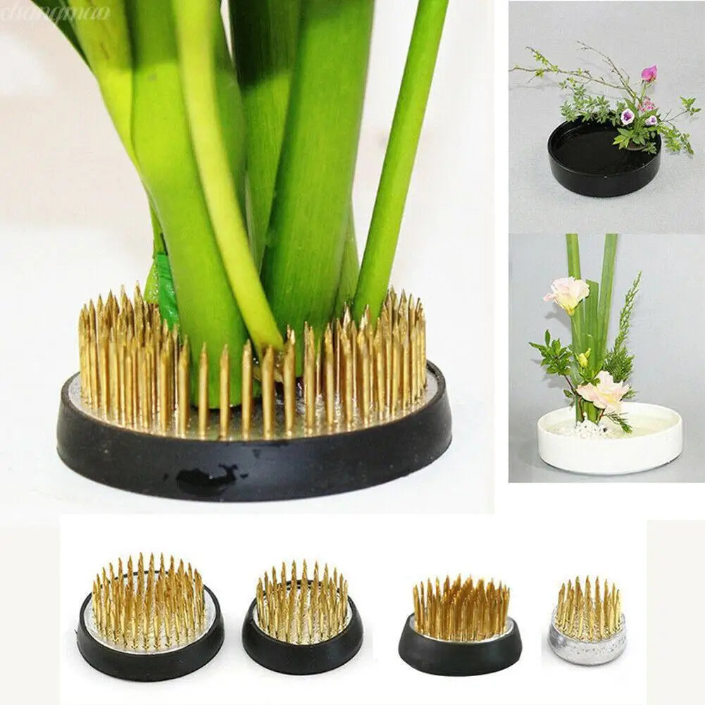 Round For Flower Base Holder Spiky Frog Fixed Tool Floral Arrange Small Gold Pin Flower Frog Arranging Holder