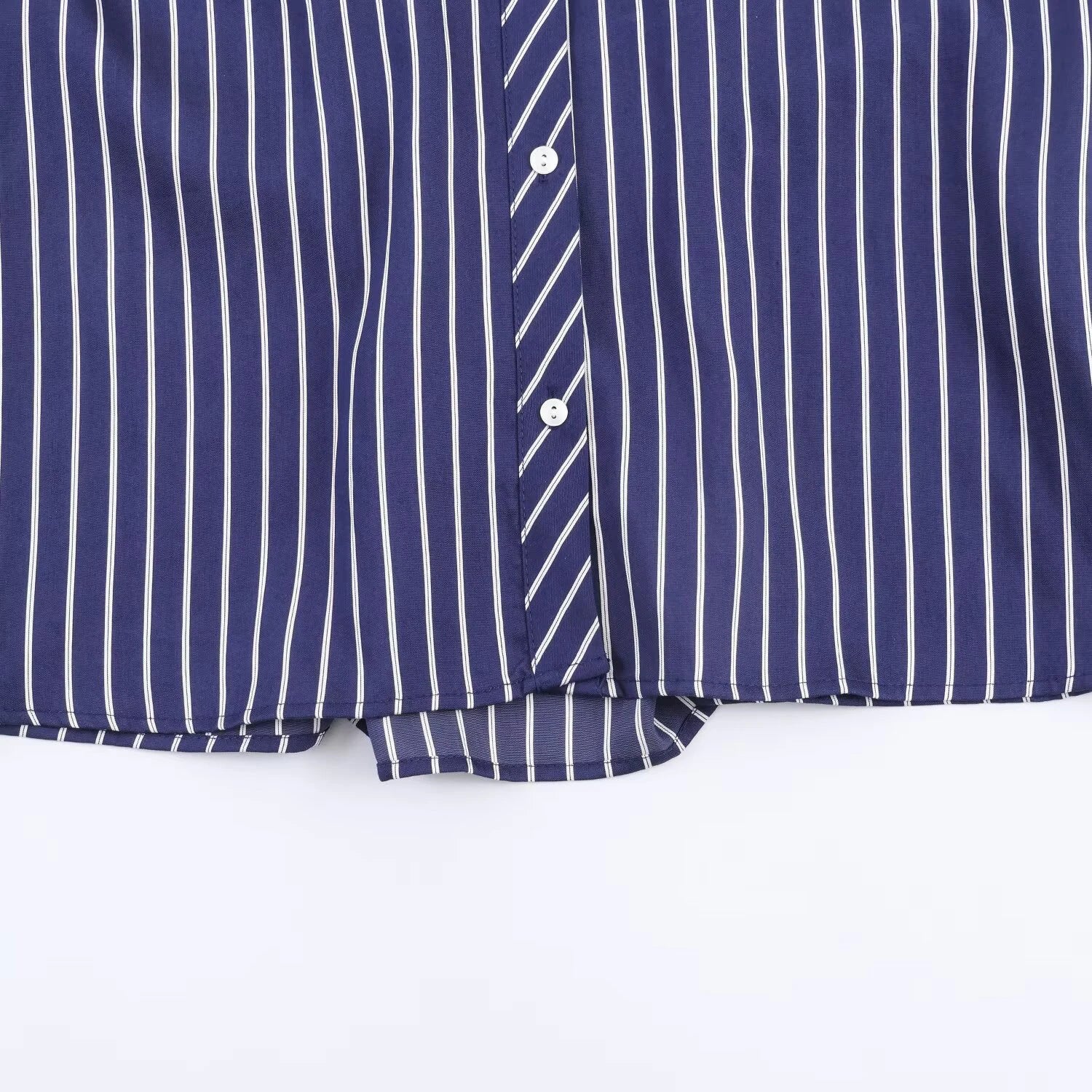 European and American style spring and summer new product women's clothing lapel bubble sleeve casual commuting striped shirt