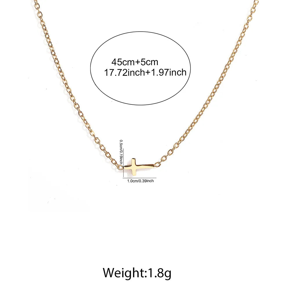 Stainless Steel Delicate Vintage Cross Pendant Necklace Simple Fashion Faith For Women Jewelry Daily Commuter With