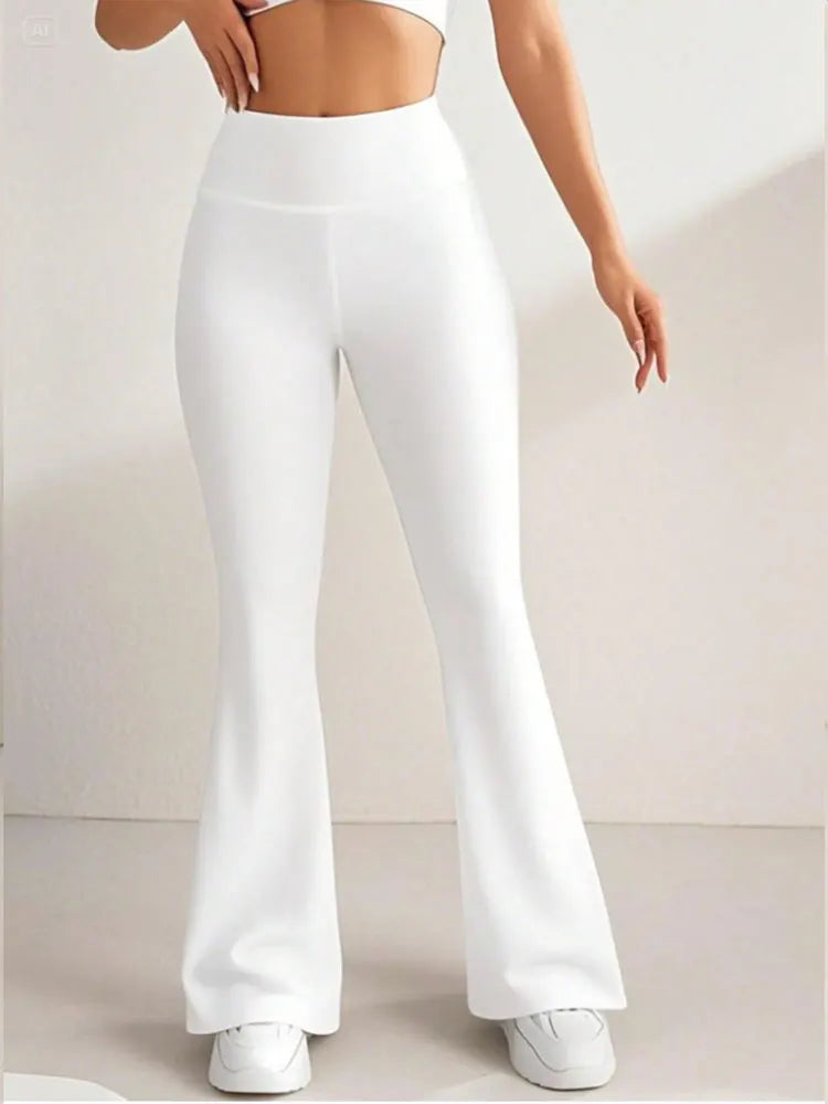 Fashion Flare Pants High Waist Yoga Wide Leg Bootcut Leggings Red White Black Sports Trousers Outdoor Fitness Casual For Slim