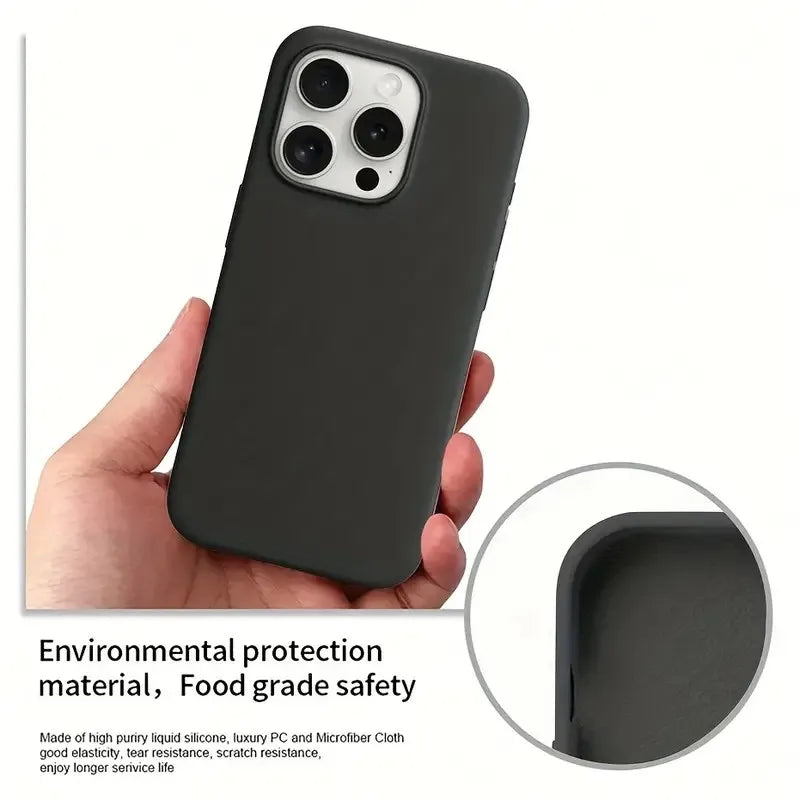 Luxury Solid Color Liquid Silicone Soft Phone Case For iPhone 16 Pro Max 11 13 12 14 15 Pro Max Shockproof Protection Back Cover