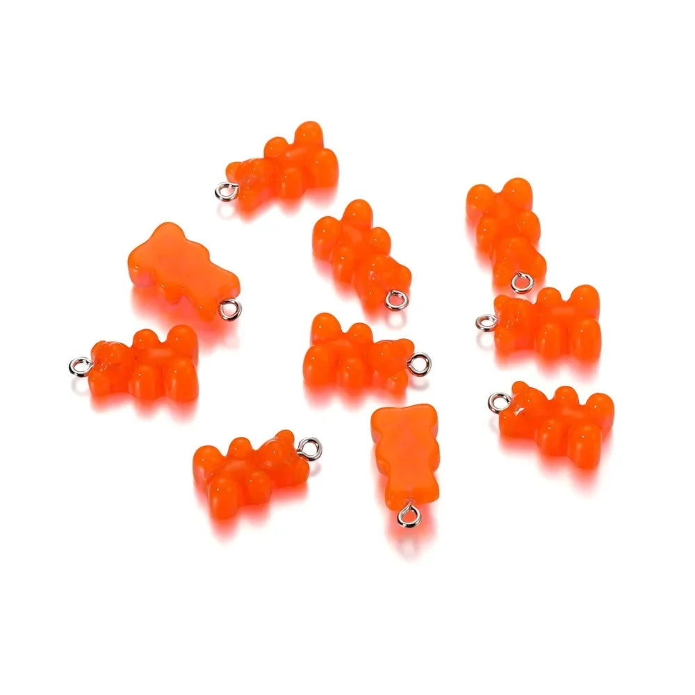 20Pcs 6 Color Colorful Bear Charms Resin Cabochons Glitter Gummy Candy Necklace Keychain Pendant DIY Making Accessories New