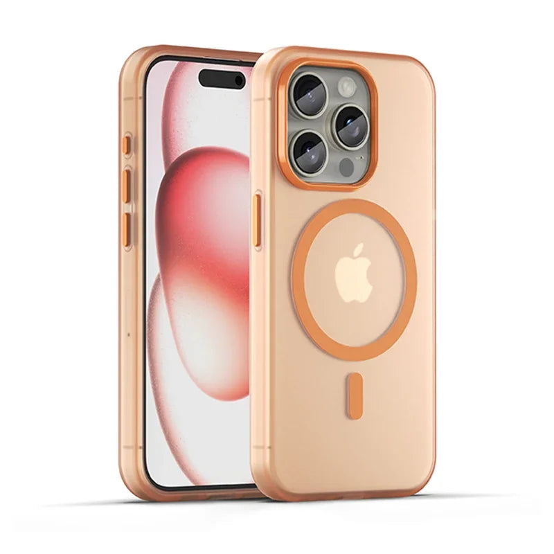 Matte touch magnetic phone case with a skin friendly feel For iPhone  15 14 12 13 Pro Max Shockproof Soft TPU Back Cover