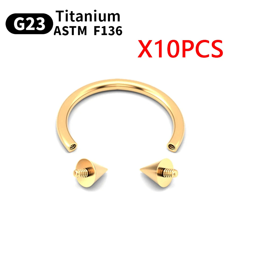 Wholesale 10PCS Eyebrow Piercing Jewelry Labret Lip Stud G23 Titanium Septum Piercing Nose Ring C rod Body Jewelry For Women