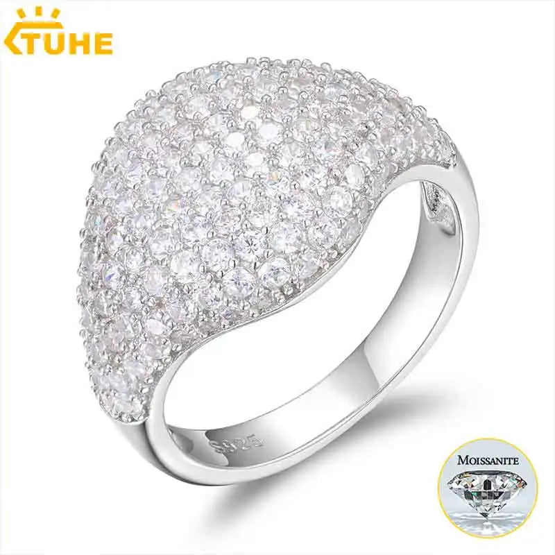 TUHE Classic Women Ring VVS1 D Color Moissanite Ring For Men Hip Hop Jewelry With Gra Certificate Pass Diamond Tester