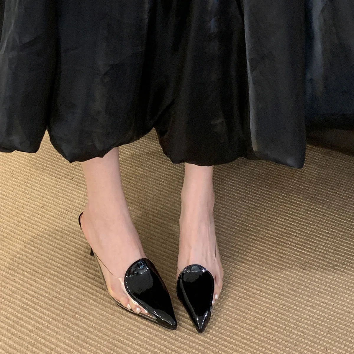 Heart Shaped Women Pumps Elegant Pointed toe Transparent PVC Slingbacks Stiletto High heels Party Shoes