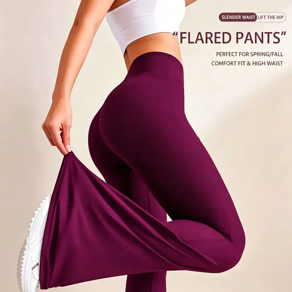 Fashion Flare Pants High Waist Yoga Wide Leg Bootcut Leggings Red White Black Sports Trousers Outdoor Fitness Casual For Slim