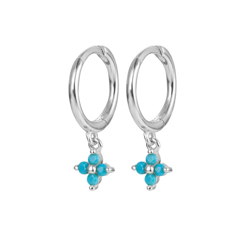 New Fashion Stainless Steel Flower Small Hoop Earrings Women Korean Crystal Zirconia Cartilage Earrings Piercing Jewelry