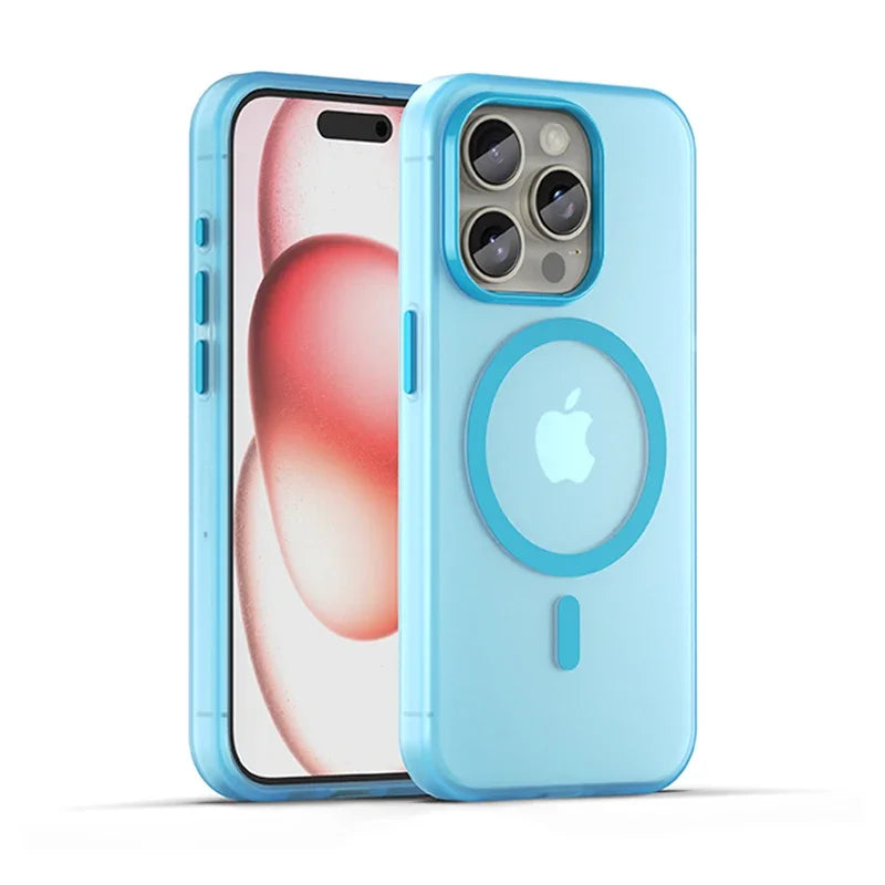 Matte touch magnetic phone case with a skin friendly feel For iPhone  15 14 12 13 Pro Max Shockproof Soft TPU Back Cover