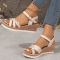 Women's Fashion Flowers Wedge Sandals Lightweight Ankle Strap Platform Sandals Women 2024 Summer Non Slip Beach Sandalias Mujer