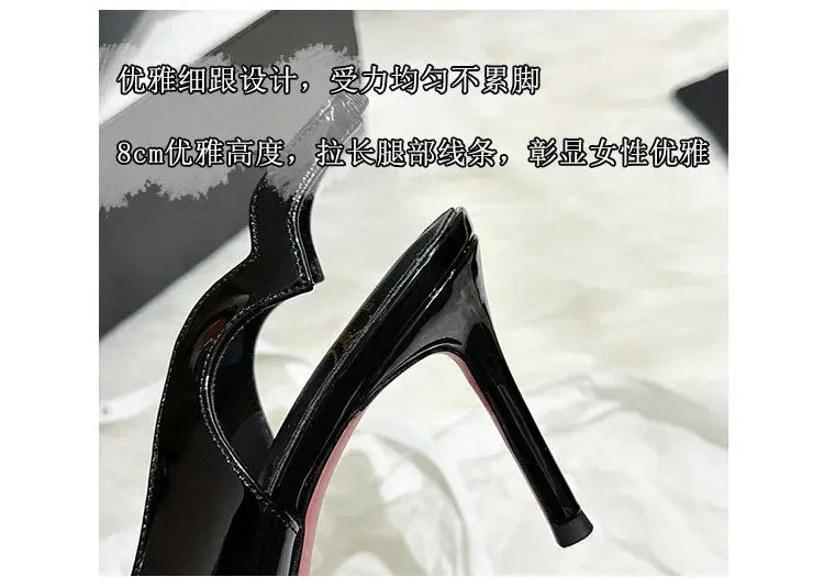 Sexy Brand Pointed Toe Thin High Heels Women Hollow Elegant Office Shoes Patent Leather Classic Designer Sandals Women Pumps