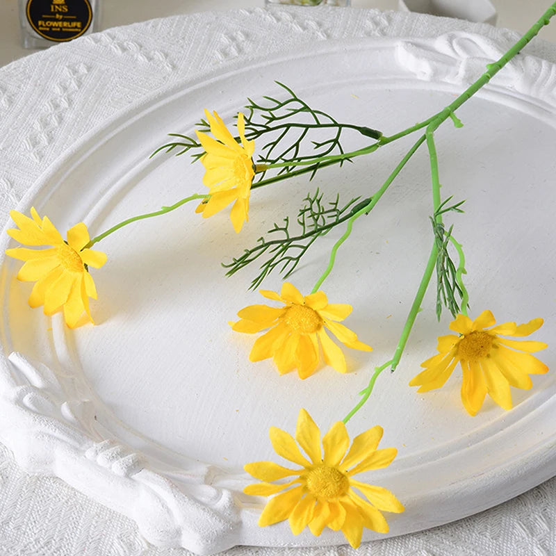 5 Heads Chamomiles Silk Artificial Flower Cosmos Home Photography Decoration Room Wedding Table Party Decorations Diy Bouquet