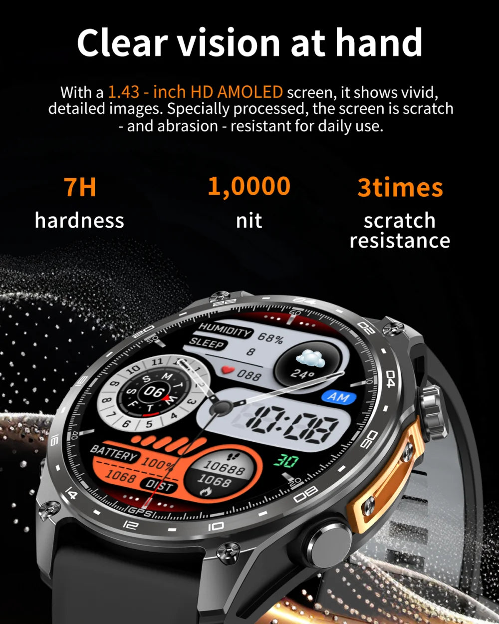 Men Sports GPS Outdoor Smart Watch App Download 4GB Memory Offline Map Waterproof MP3 MP4 LED Lighting Blue Tooth Smartwatch