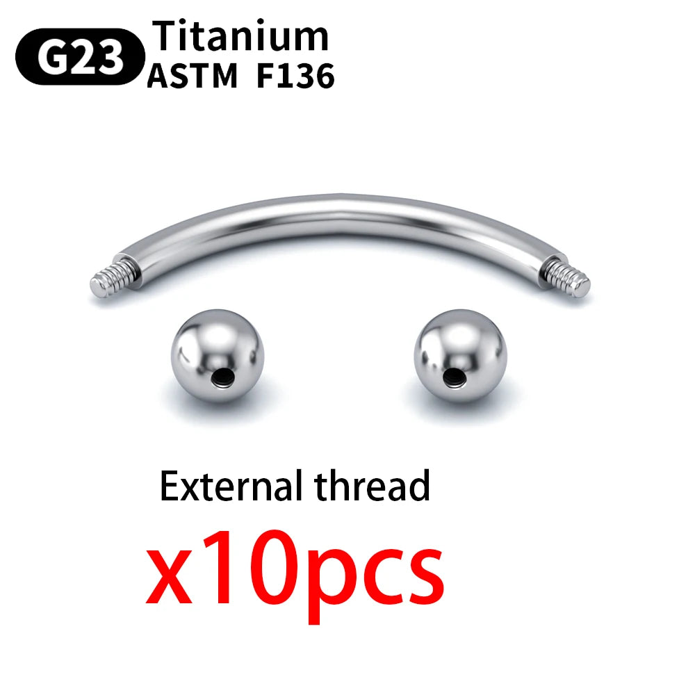 Wholesale 10PCS Eyebrow Piercing Jewelry Labret Lip Stud G23 Titanium Septum Piercing Nose Ring C rod Body Jewelry For Women