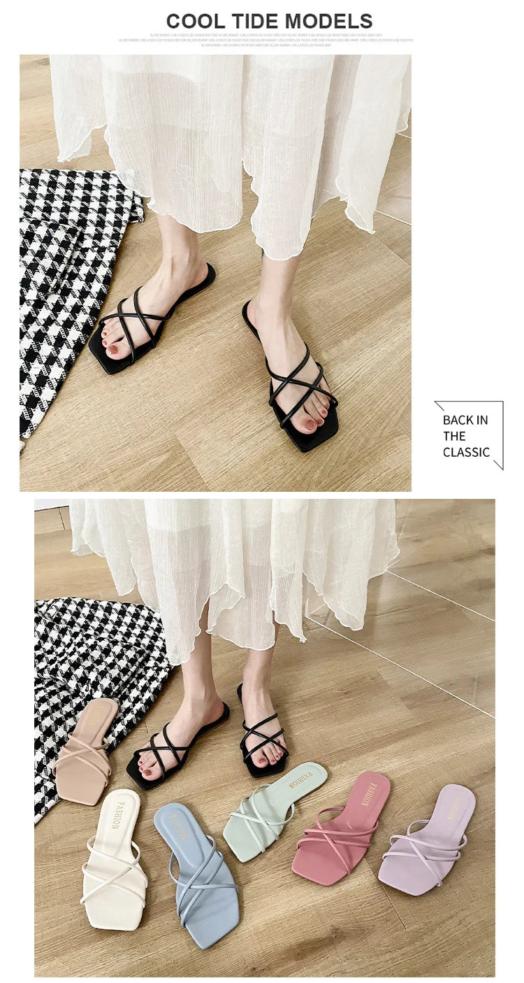 Double Toe Flip-flops Women 2026 Summer New Designer Slipper Shoes Female Casual Flat Fashion Causal Big Size Slippers Ladies