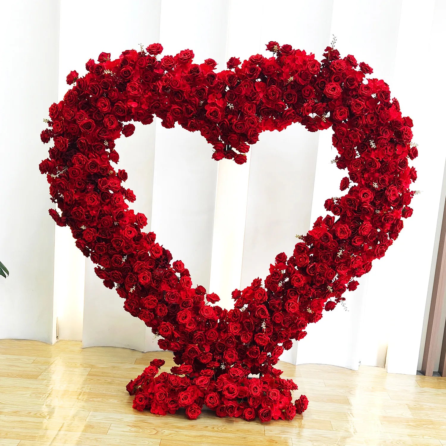200CM Wholesale Artificial Silk Flower Red White Arched Heart Shaped Wedding Arched Rose Heart Shaped Arched Flower Background
