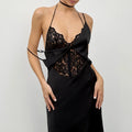 Tornova Lace Sling High Waist Dress Women's Hollow Sexy Backless Maxi Dress Black Evening Party Outfits Fashion Slim Office Lady