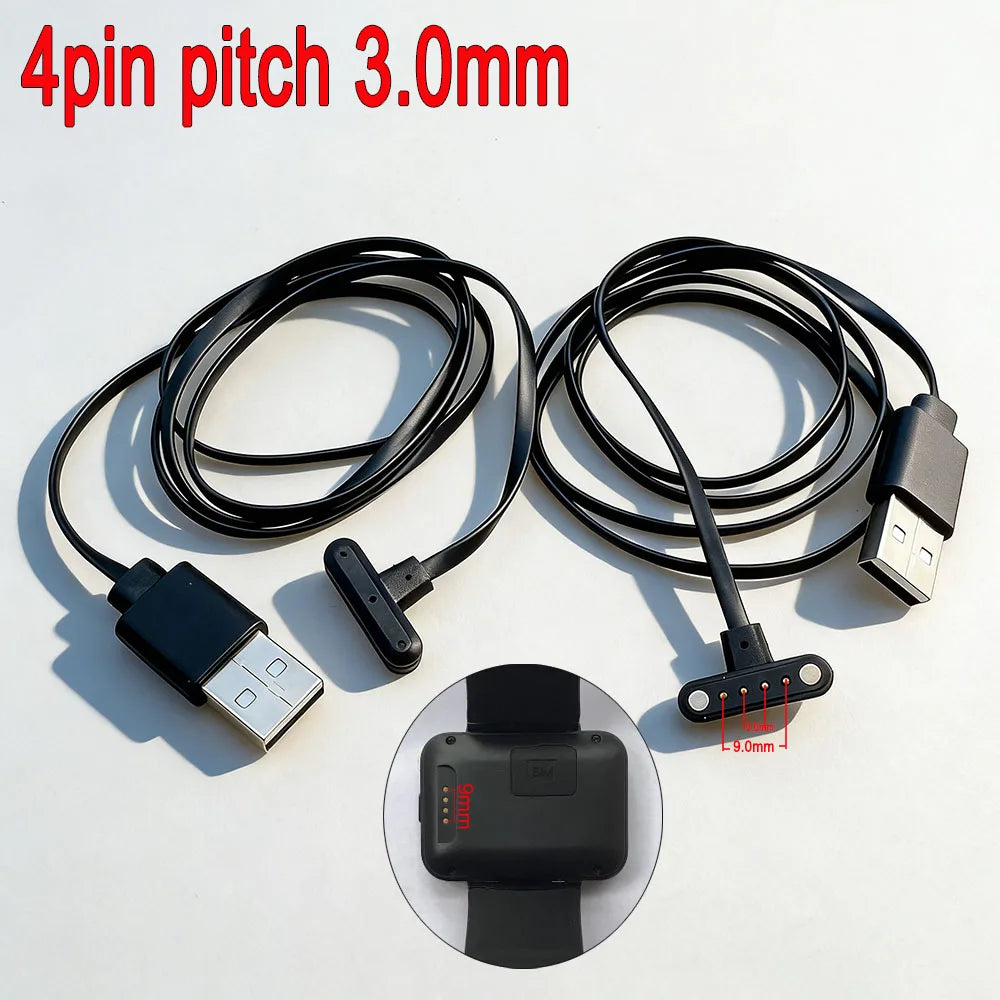 1 Piece 4 Pin Magnetic Charging Cable USB Charge Power Data transfer 3.0mm Space Grid Pogo Pin 4 Pins T Shape DM98 Smart Watch