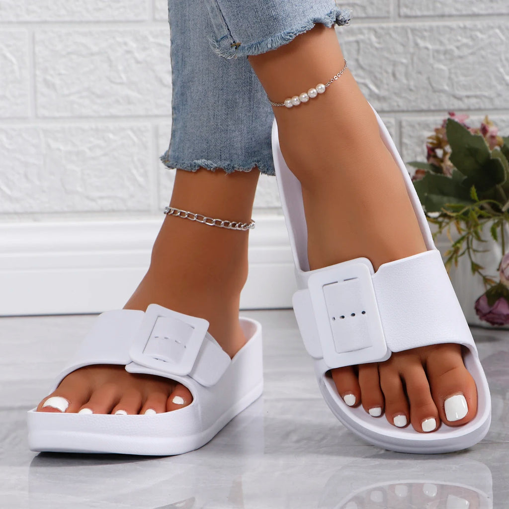 Summer Women Slippers Lightweight Buckle Thick Sole Slip-On Platform Sandals ladys Soft EVA Outdoor Beach Shoes