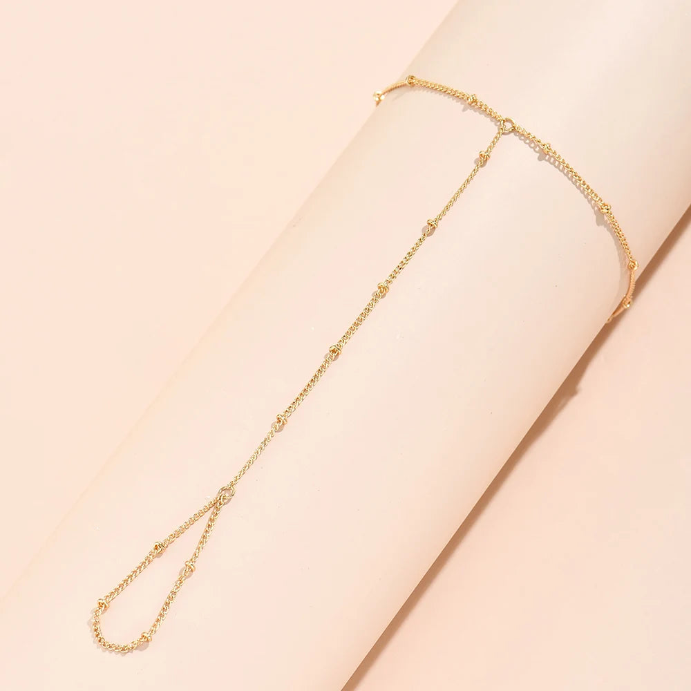 Simple Thin Chains Finger Ring Bracelet Slave Bracelet Hand Chain Ring Link Bracelet Everyday Jewelry for Women and Girls
