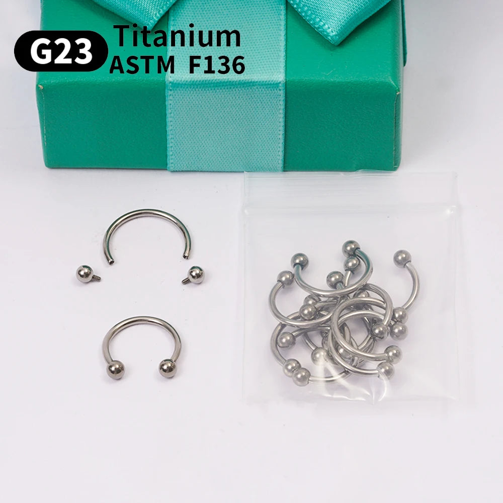 Wholesale 10PCS Eyebrow Piercing Jewelry Labret Lip Stud G23 Titanium Septum Piercing Nose Ring C rod Body Jewelry For Women