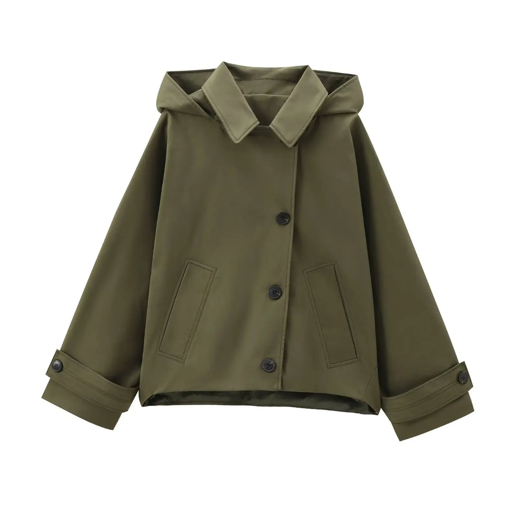 MUJER Hooded Women's Trench Coat Long Sleeve Women's Windbreaker New in Coats and Jackets for Women Winter Coats Woman Trench