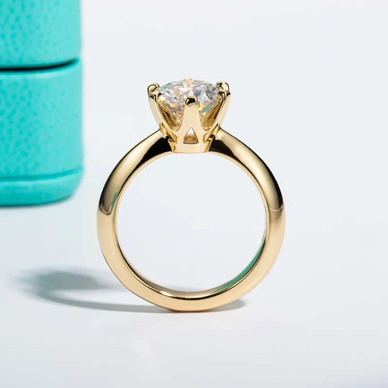 Yellow Gold Ring 3ct D Color Moissanite Engagement Rings For Women GRA Cer Customs Jewelry Wholesale
