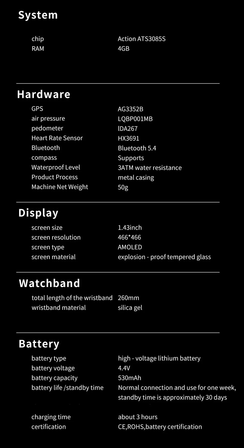 Men Sports GPS Outdoor Smart Watch App Download 4GB Memory Offline Map Waterproof MP3 MP4 LED Lighting Blue Tooth Smartwatch