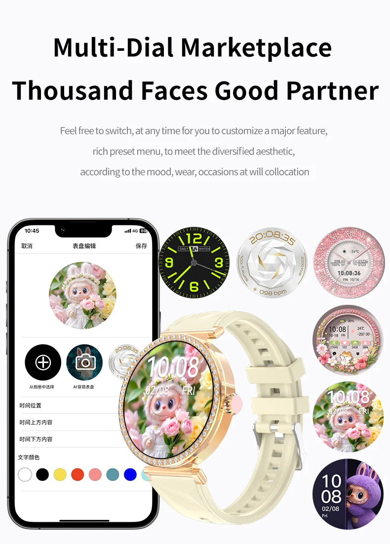 IYTSFY Smartwatch Luxury Fashion Female Physiological Reminder Bluetooth Music Women's Fashion Smart Watch Holiday Gift