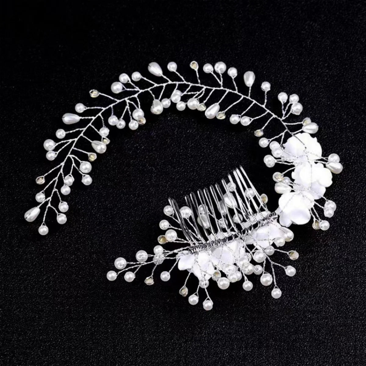 Made Hair Color Pearl Wedding Hair Combs Hair Accessories for Bridal Flower Headpiece Women Bride Hair Ornaments Jewelry