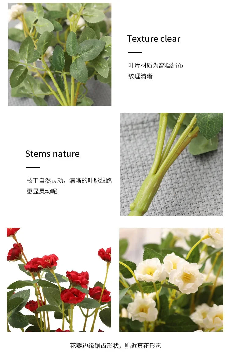 Artificial Silk Rose for Garden Decoration, Fake Bouquet, 15 Heads, Artificial Flowers, Christmas, Wedding, Home, Outdoor, 3Pcs