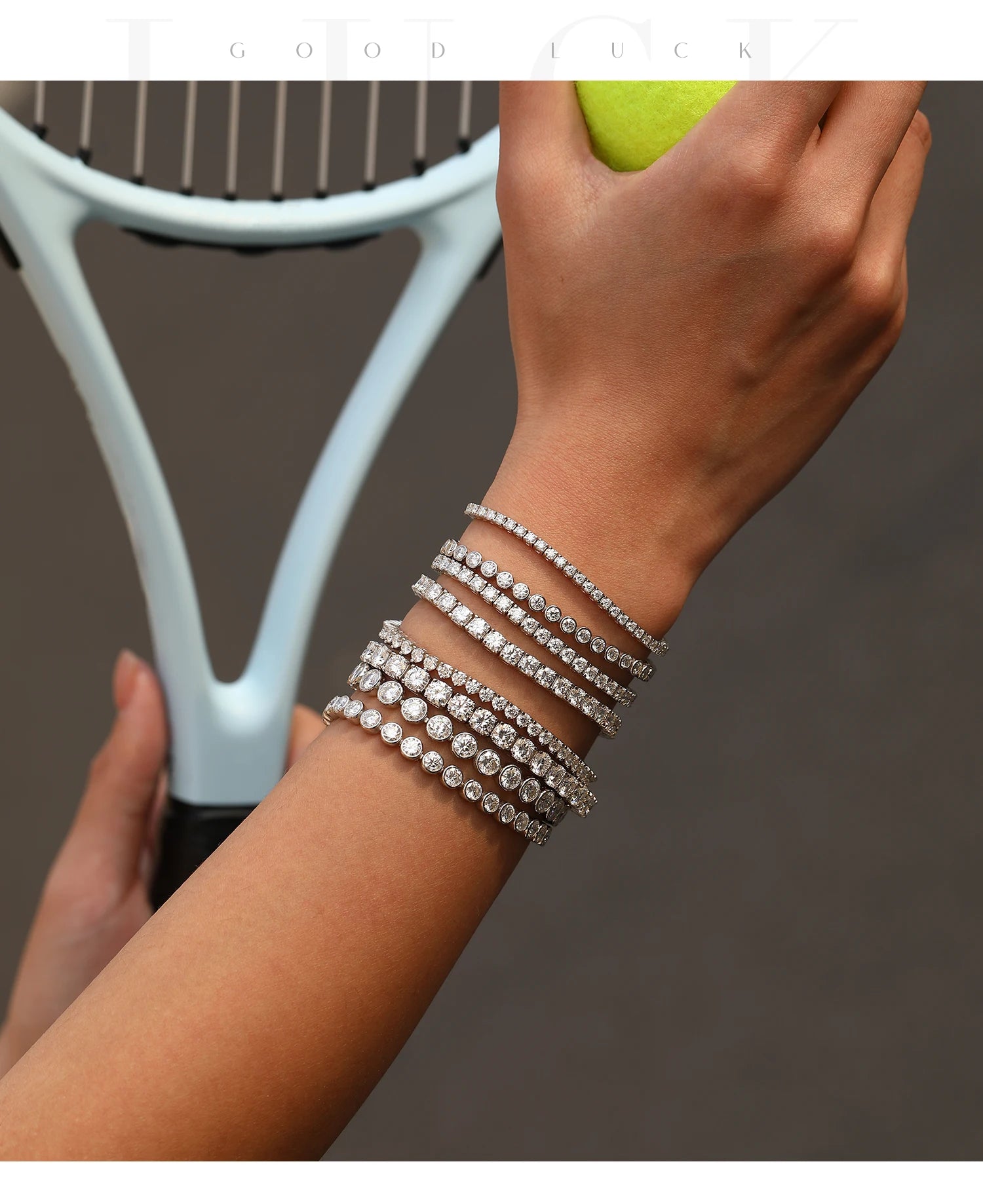 MODIAN D VVS1 Round Moissanite Tennis Bracelet 3mm/4mm/5mm 925 Sterling Silver Tennis Stackable Bracelets for Women Men Jewelry
