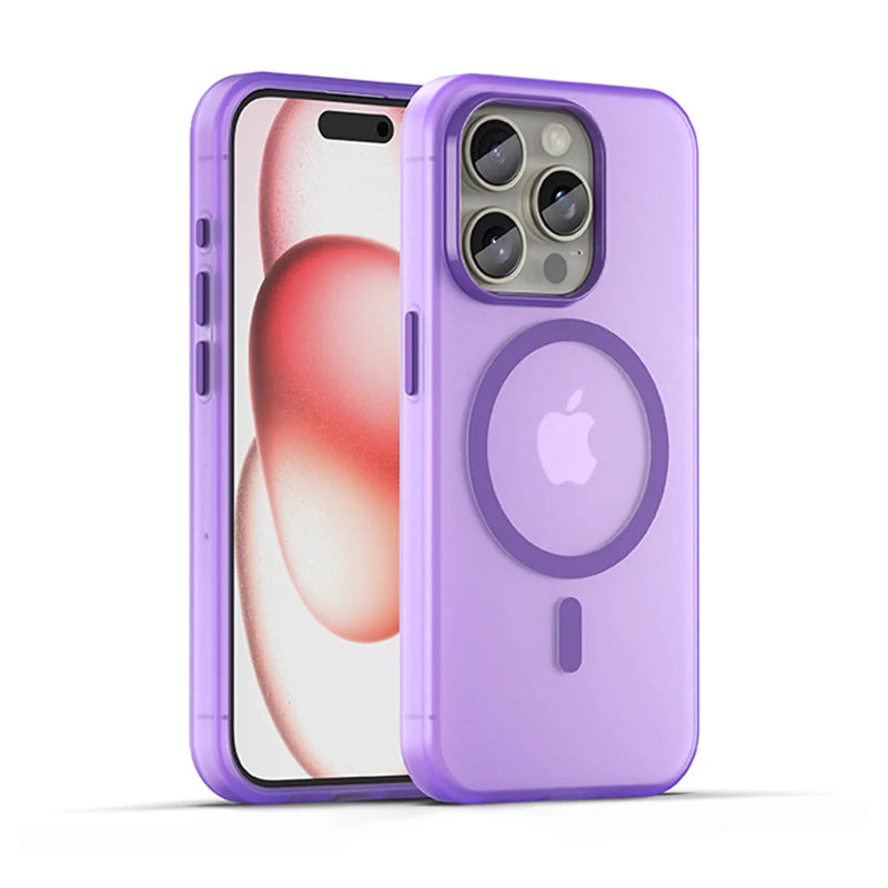 Matte touch magnetic phone case with a skin friendly feel For iPhone  15 14 12 13 Pro Max Shockproof Soft TPU Back Cover