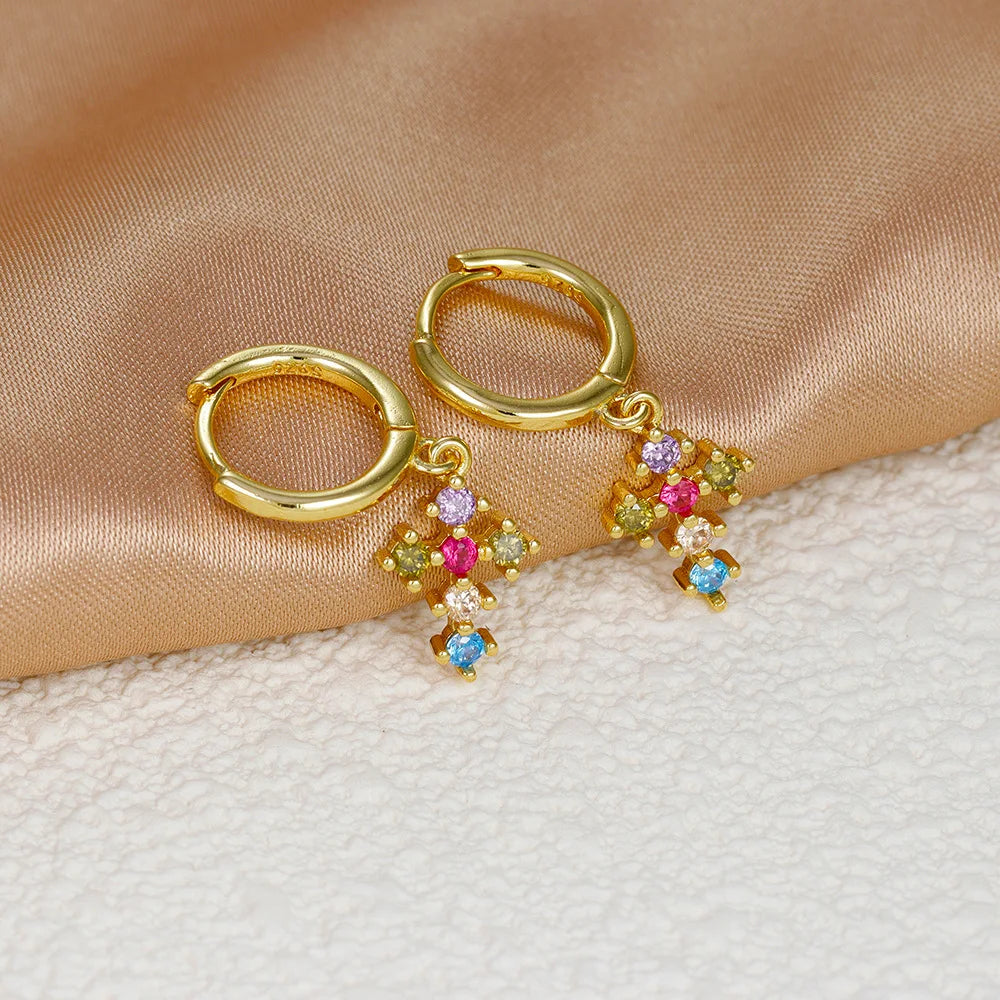 New Fashion Stainless Steel Flower Small Hoop Earrings Women Korean Crystal Zirconia Cartilage Earrings Piercing Jewelry