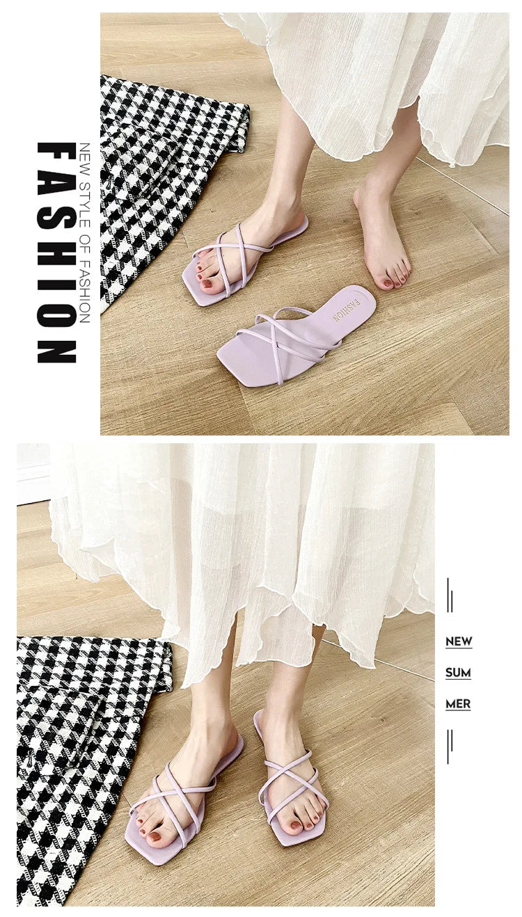 Double Toe Flip-flops Women 2026 Summer New Designer Slipper Shoes Female Casual Flat Fashion Causal Big Size Slippers Ladies