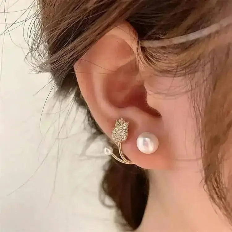 925 Silver Needle Korean Fashion Crystal Pearl Drop Earrings For Women Jewelry 2026 Trending New Luxury Zircon Women's Earrings