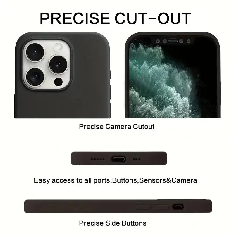 Luxury Solid Color Liquid Silicone Soft Phone Case For iPhone 16 Pro Max 11 13 12 14 15 Pro Max Shockproof Protection Back Cover