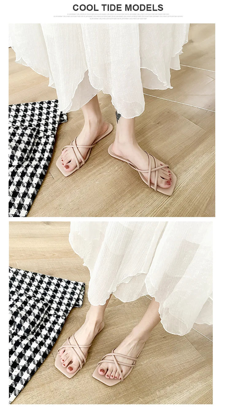 Double Toe Flip-flops Women 2026 Summer New Designer Slipper Shoes Female Casual Flat Fashion Causal Big Size Slippers Ladies