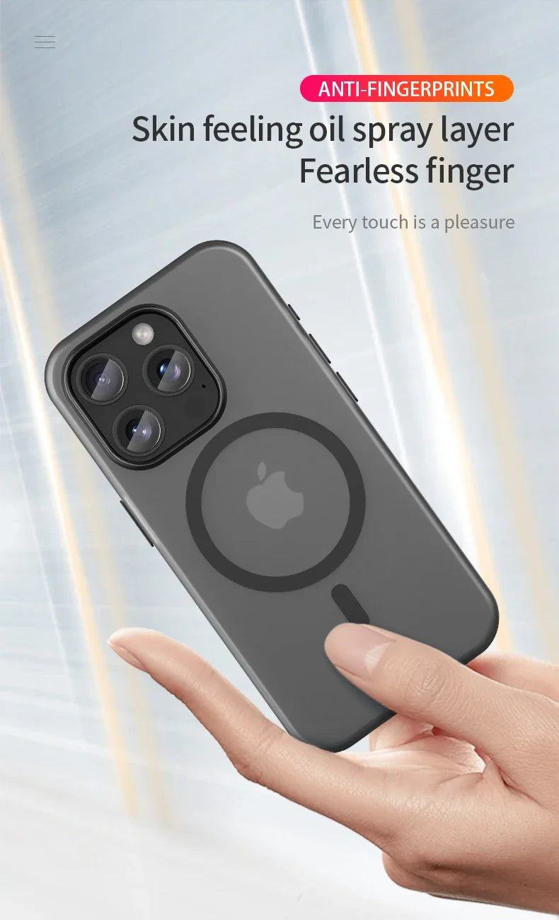 Matte touch magnetic phone case with a skin friendly feel For iPhone  15 14 12 13 Pro Max Shockproof Soft TPU Back Cover