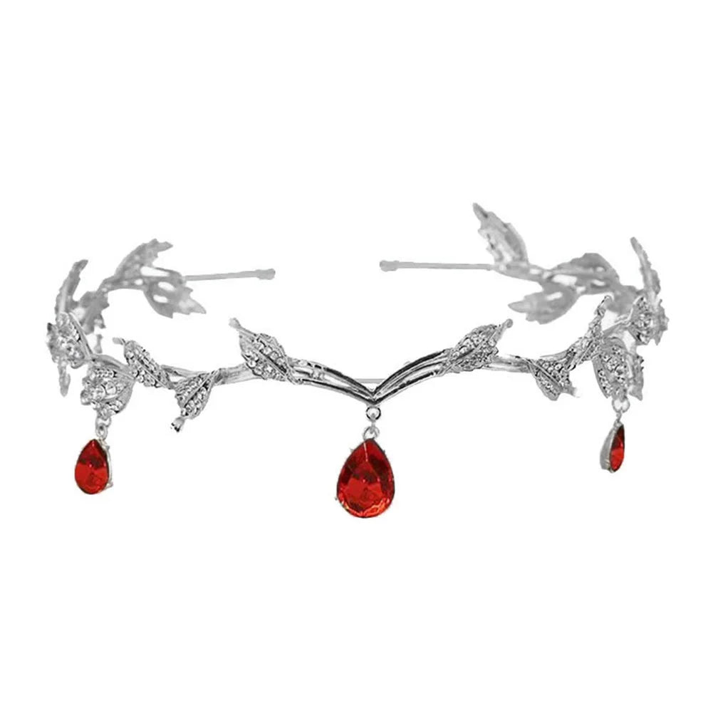 Bridal Crystals Tiara Crown Leaf Alloy Bridal Crown for Women Princess Headband Retro Rhinestone Hair Accessories