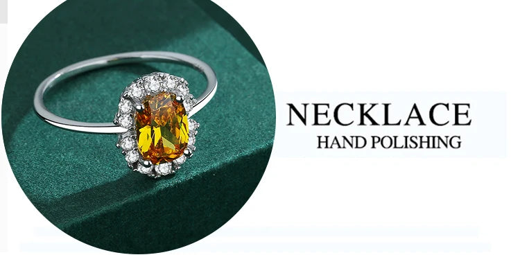 2022 NEW Exquisite Citrine Ring For Women Yellow Gold Real S925 Silver Crystal Diamond Engagement Valentine's Day Gift Jewelry