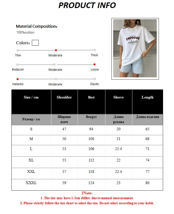 Sumuyoo 100% Cotton Women's Casual Printed T-shirt Fashionable Short-sleeve Printing T Shirts Hip Hop Loose Top
